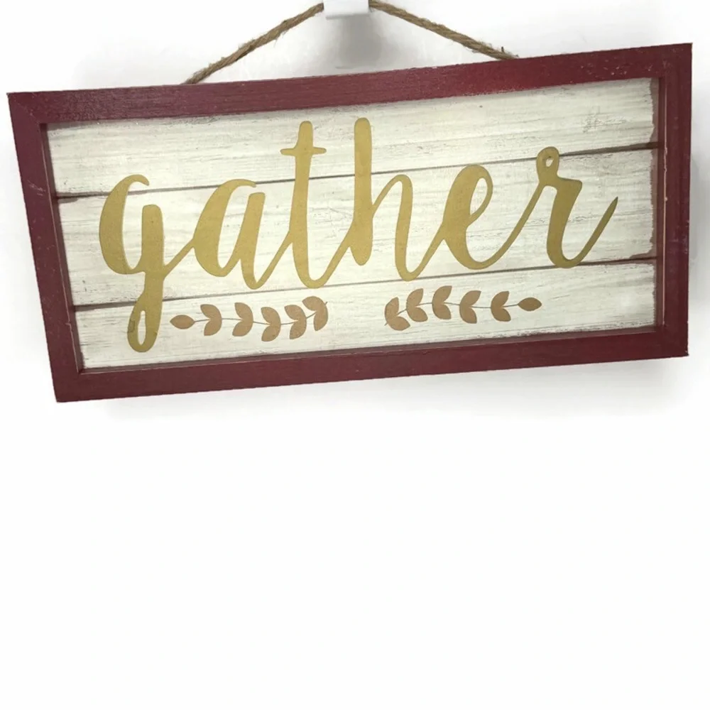 Charming Gold 'Gather' Wood Wall Sign
